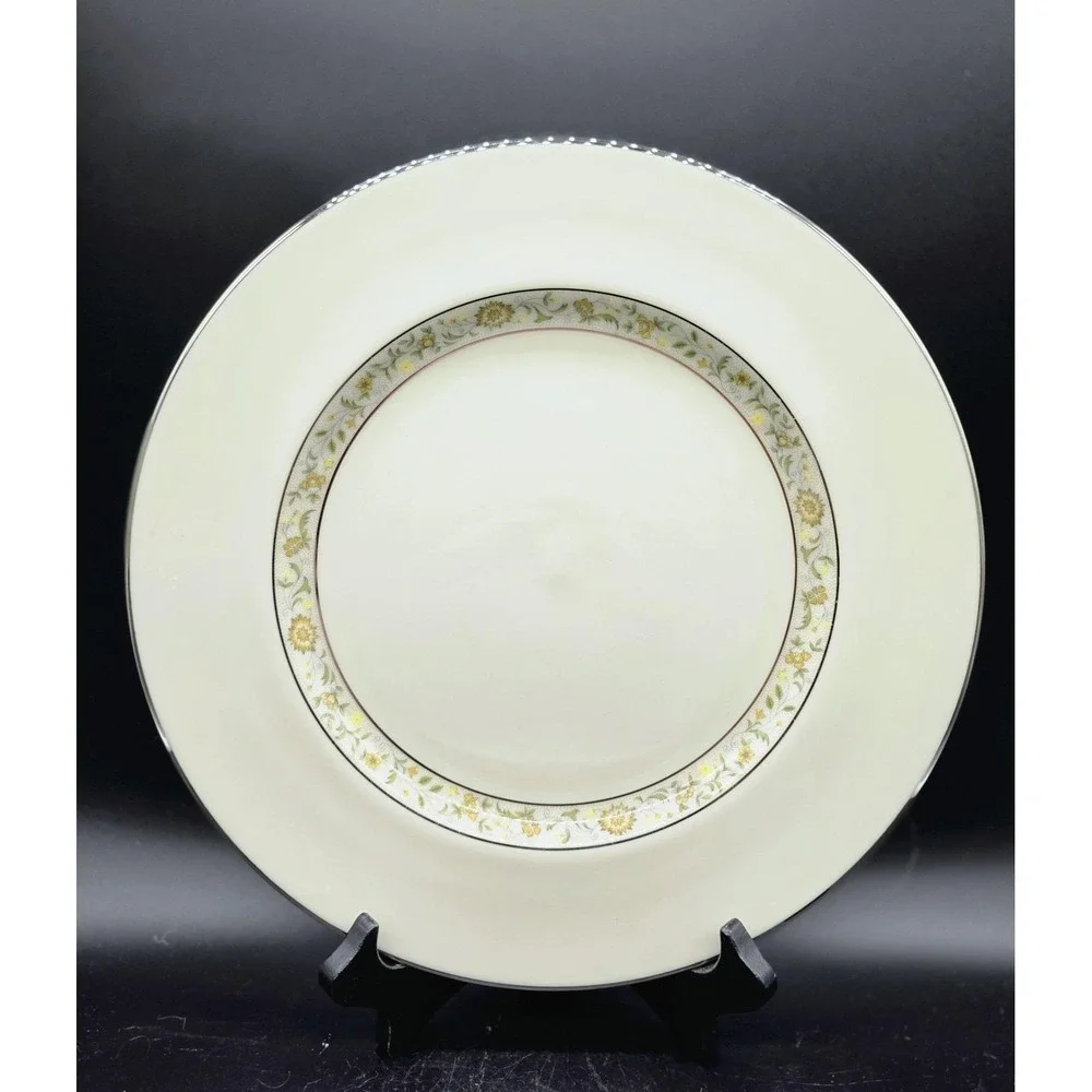 Set/8 Vintage Lenox Springdale Dinner Plate Platinum 10.5